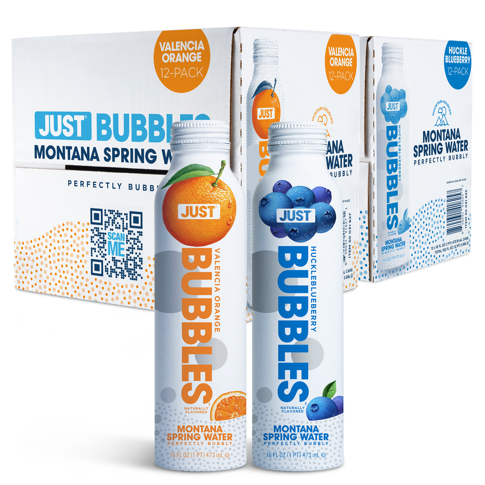 Valencia Orange Bubbles & HuckleBlueberry Bubbles Bundle-- 16 fl oz | 24 Pack