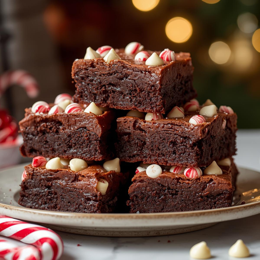 Sparkling White Chocolate Chip Candy Cane Brownies
