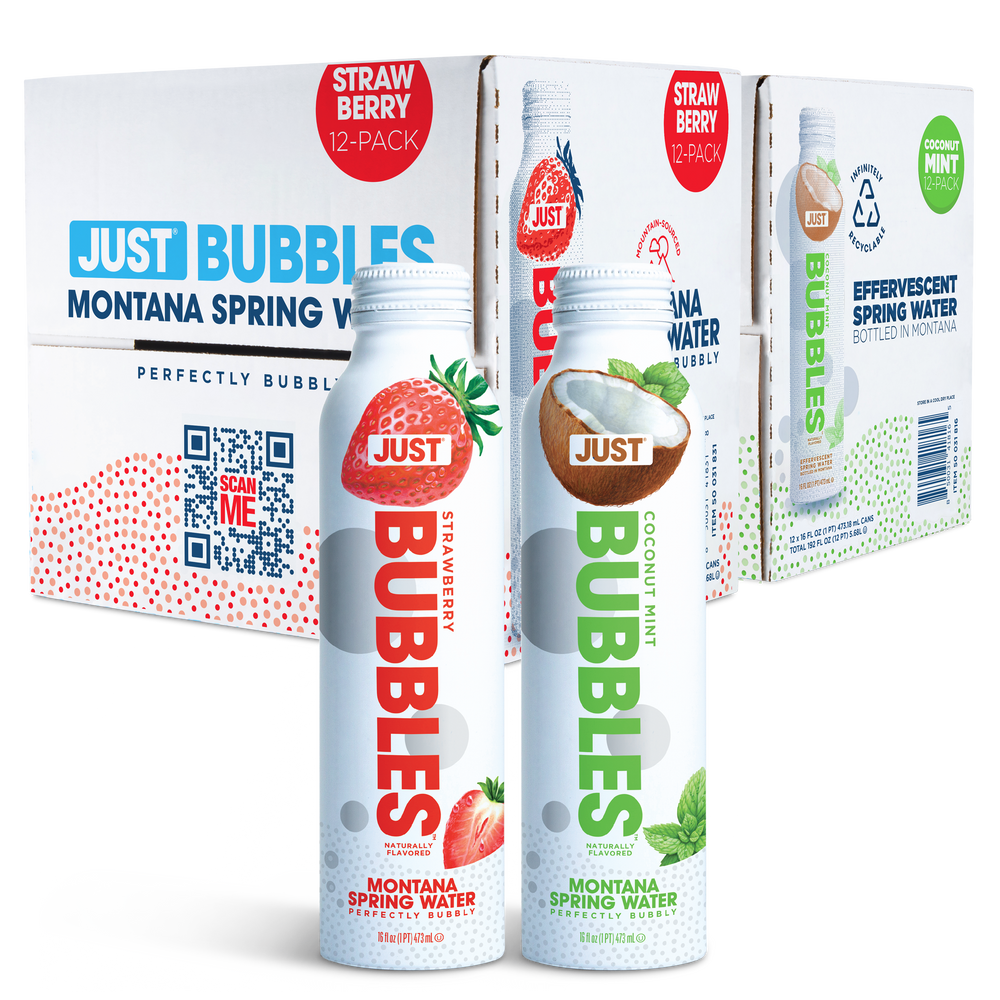 JUST Bubbles Sparkling Spring Water, Carton 24 Pack (16.9 fl oz