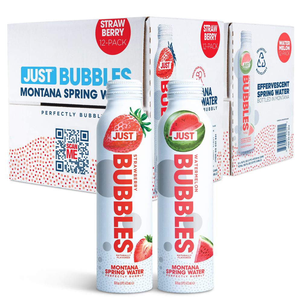 JUST Bubbles Sparkling Watermelon Flavored Spring Water, Carton 24 Pack  (16.9 fl oz) – JUST WATER