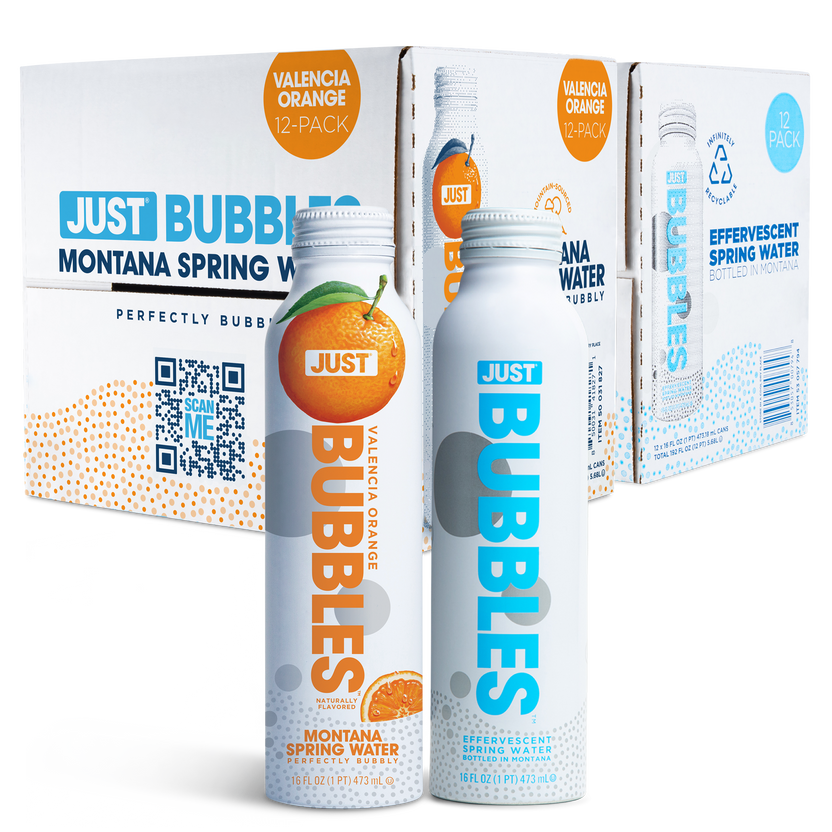 JUST Bubbles Sparkling Valencia Orange & Original Flavored Spring Water